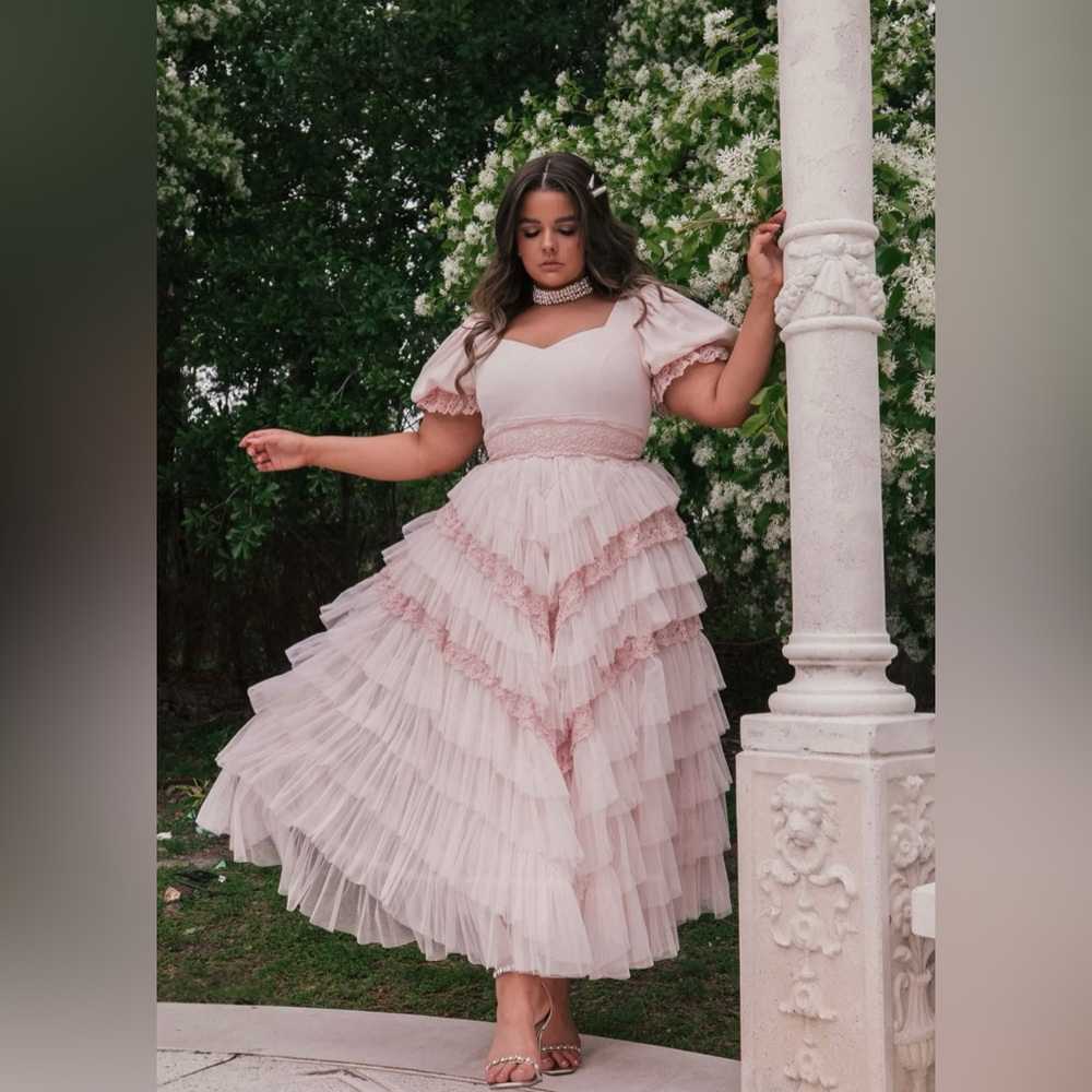JessaKae Pink Ruffled Tiered Dress